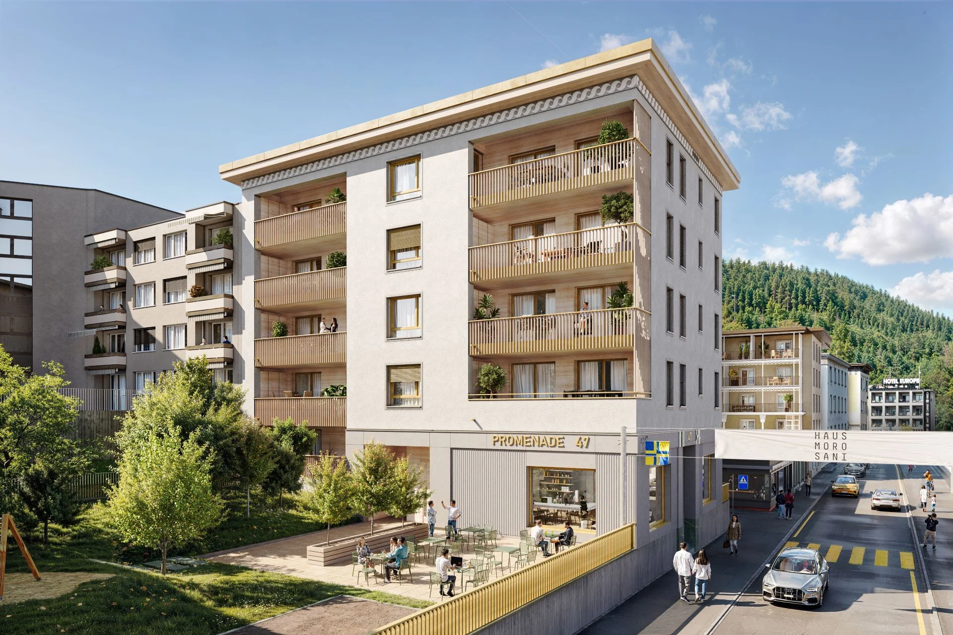 Modernes Wohngebäude mit Balkonen