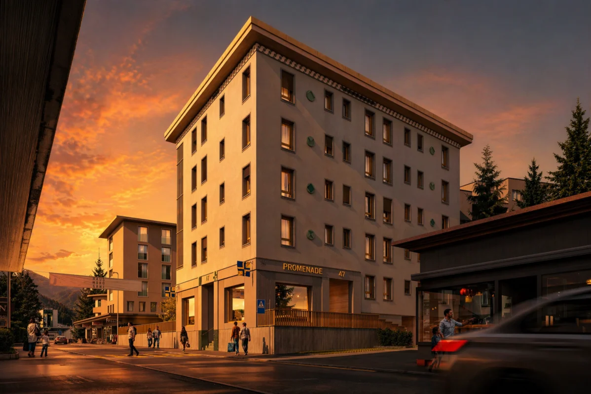 Stadtgebäude bei Sonnenuntergang