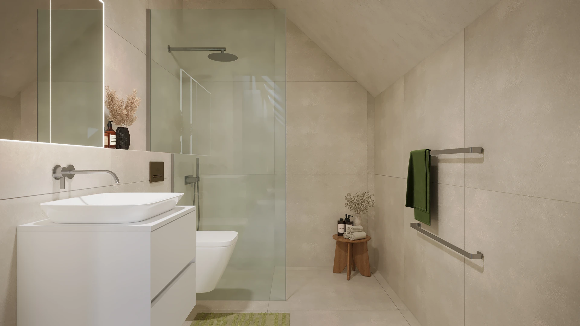 Modernes Badezimmer mit Walk-in-Dusche