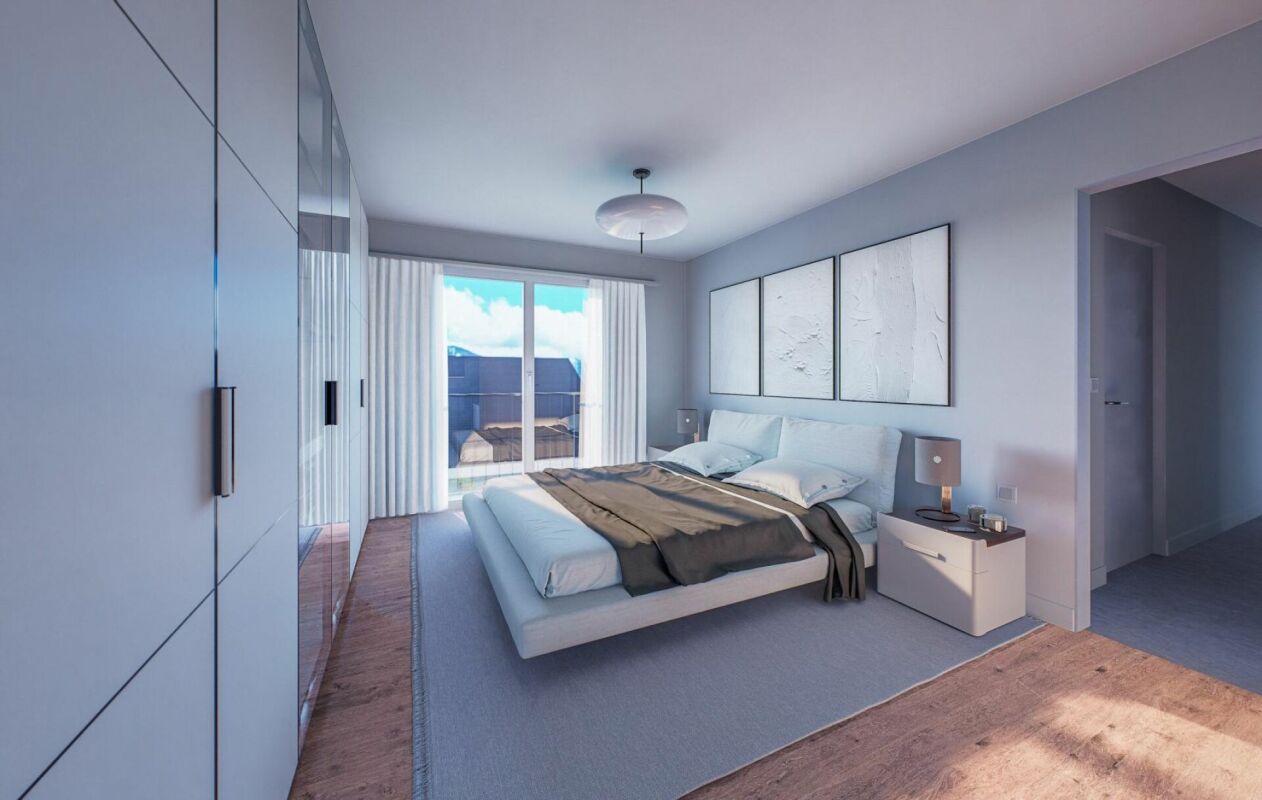Modernes Schlafzimmer mit Balkonblick