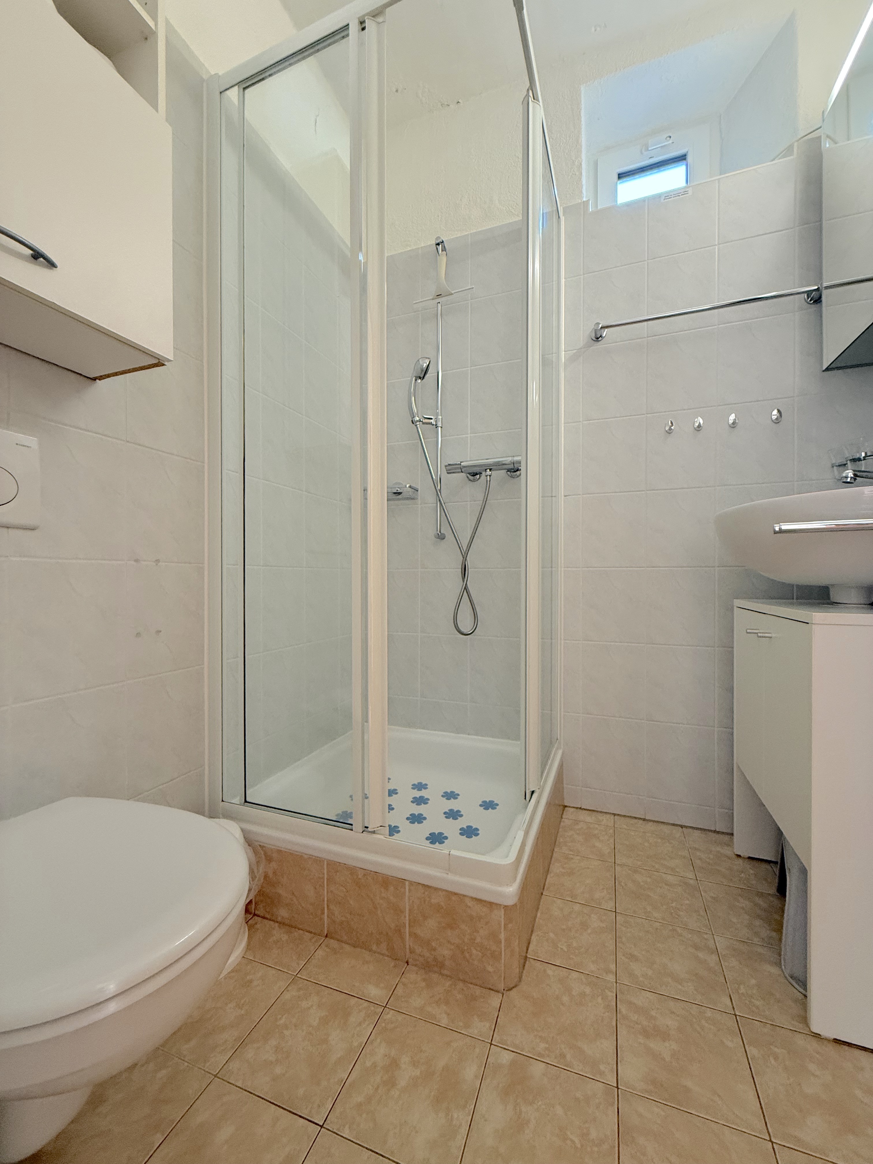 Kleines Badezimmer mit Dusche und WC