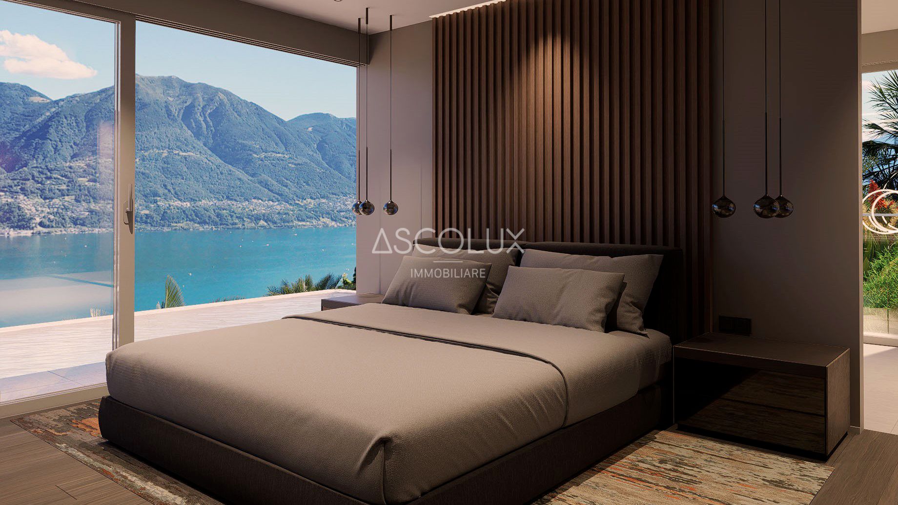 Schlafzimmer mit Panoramaausblick