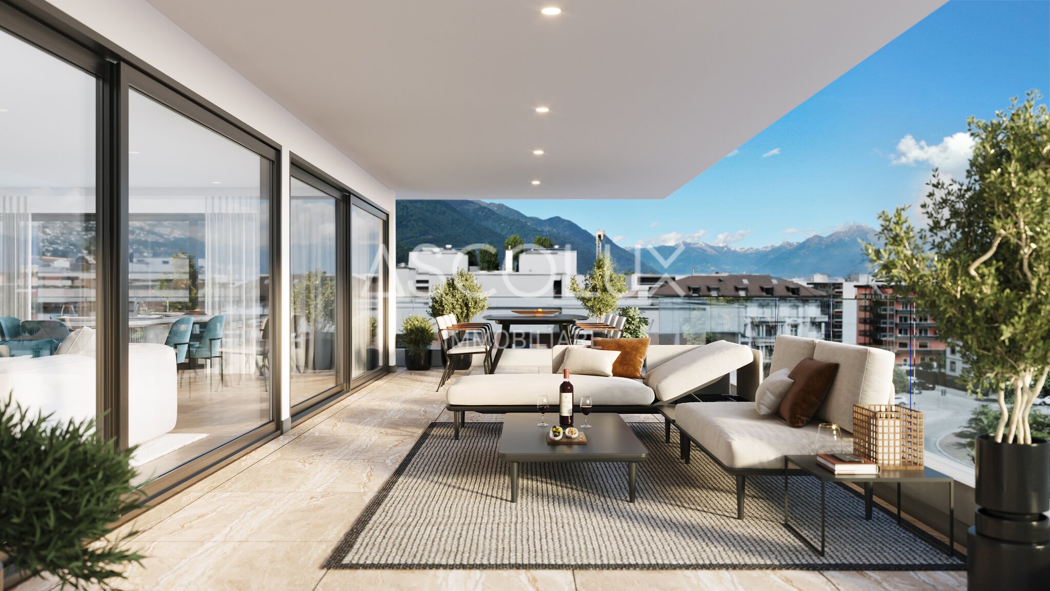 Luxuriöse Dachterrasse mit Bergblick