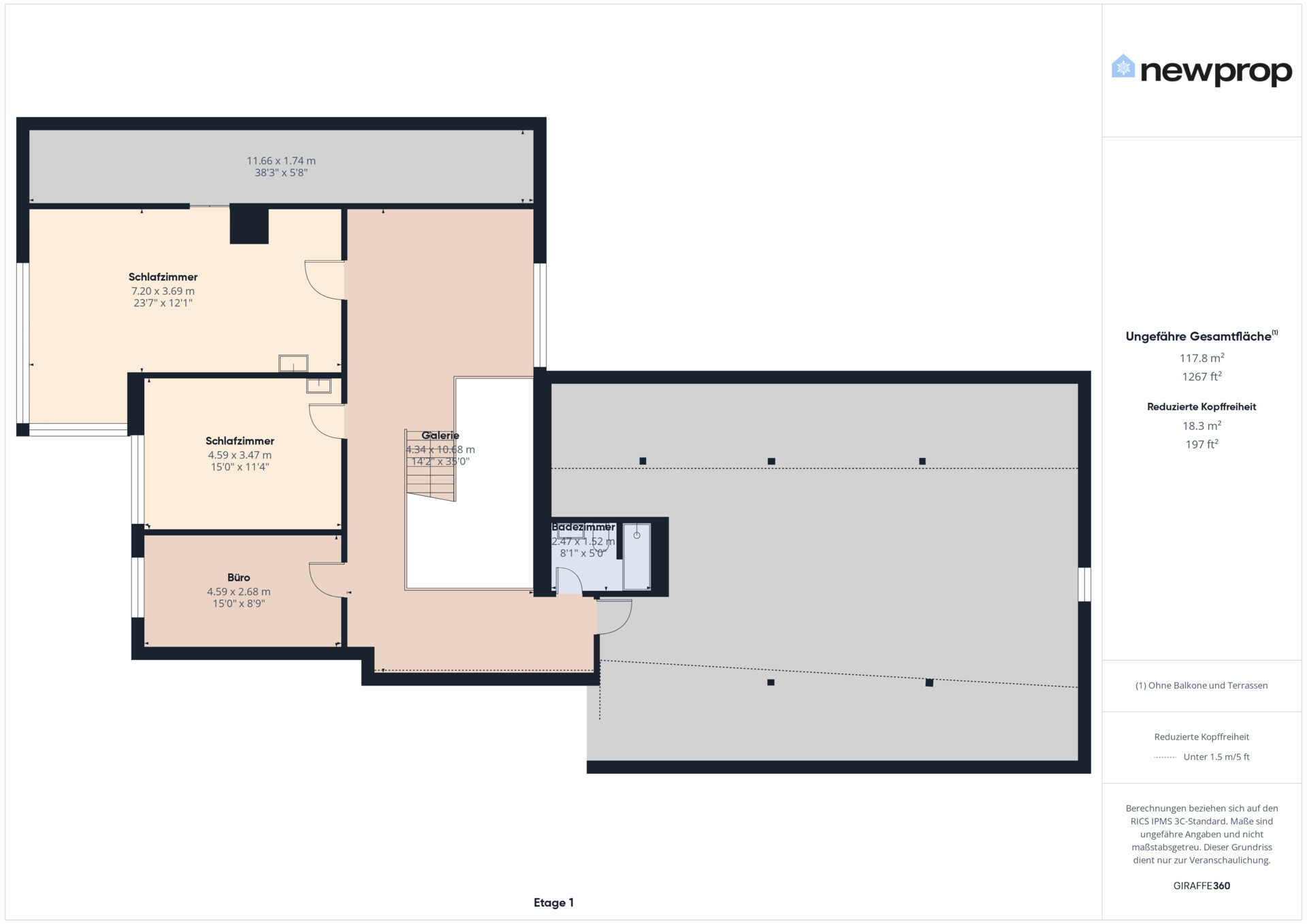 Grundriss einer Dachgeschosswohnung