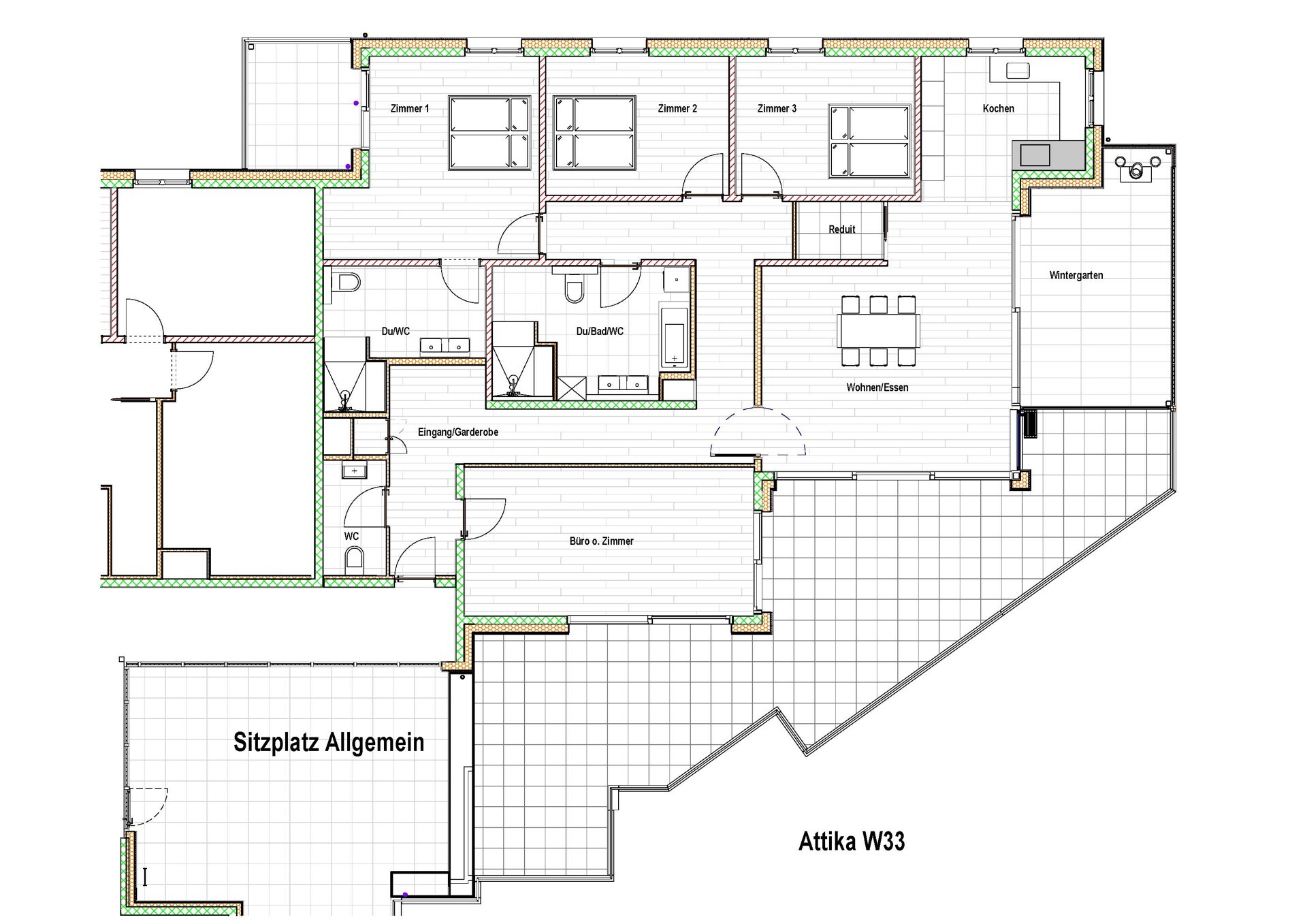 Grundriss einer Attika-Wohnung
