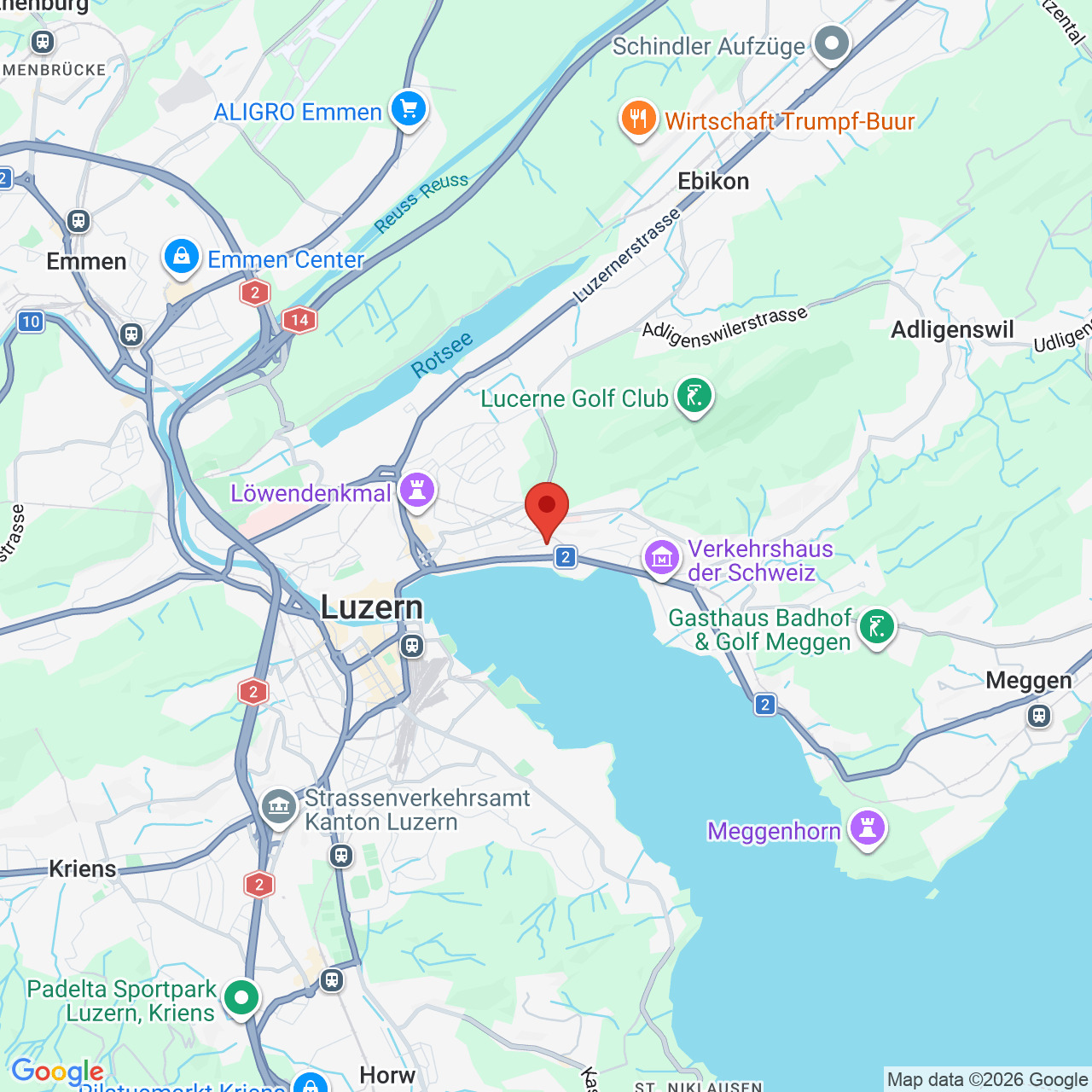 Kartenausschnitt mit Marker bei Luzern