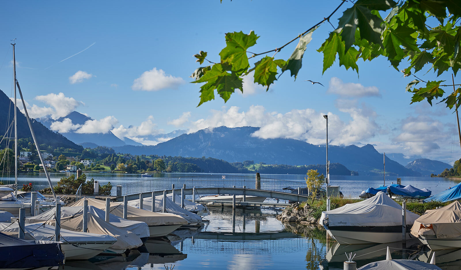 Hafen mit Bergpanorama