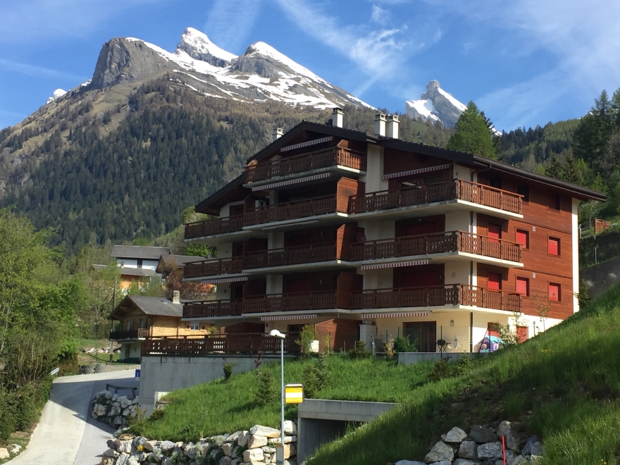 Alpenhaus mit Bergkulisse