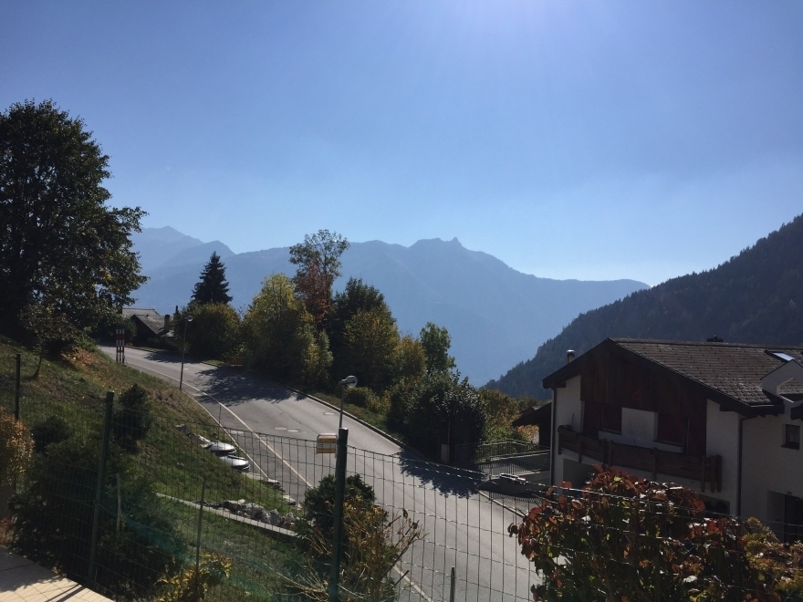 Bergblick über Wohnstraße