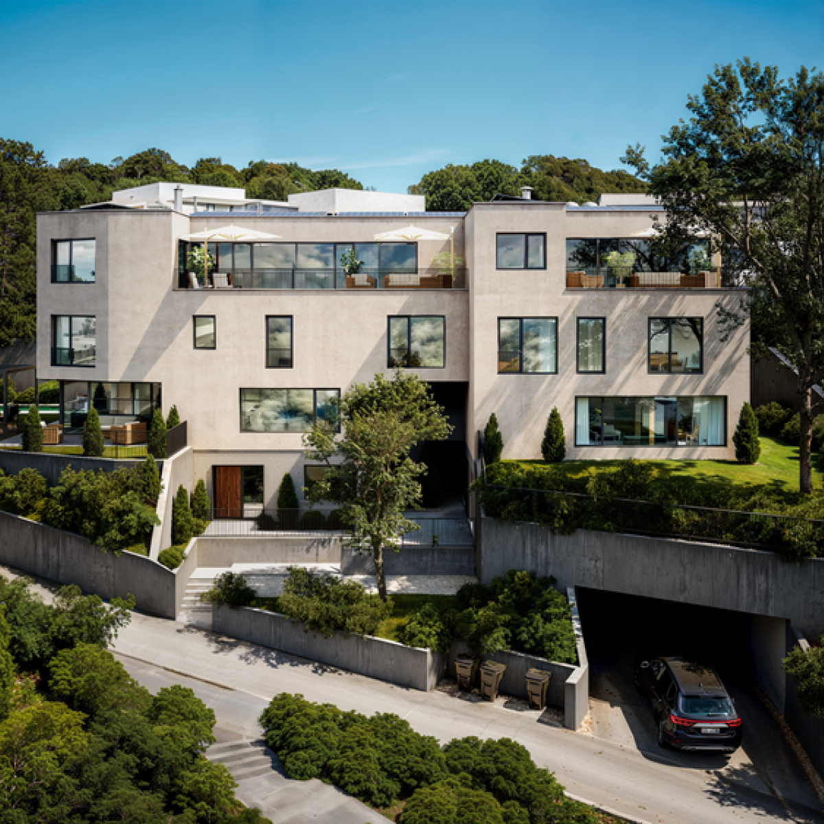 Moderne Luxuswohnanlage mit Terrassen und Tiefgarage