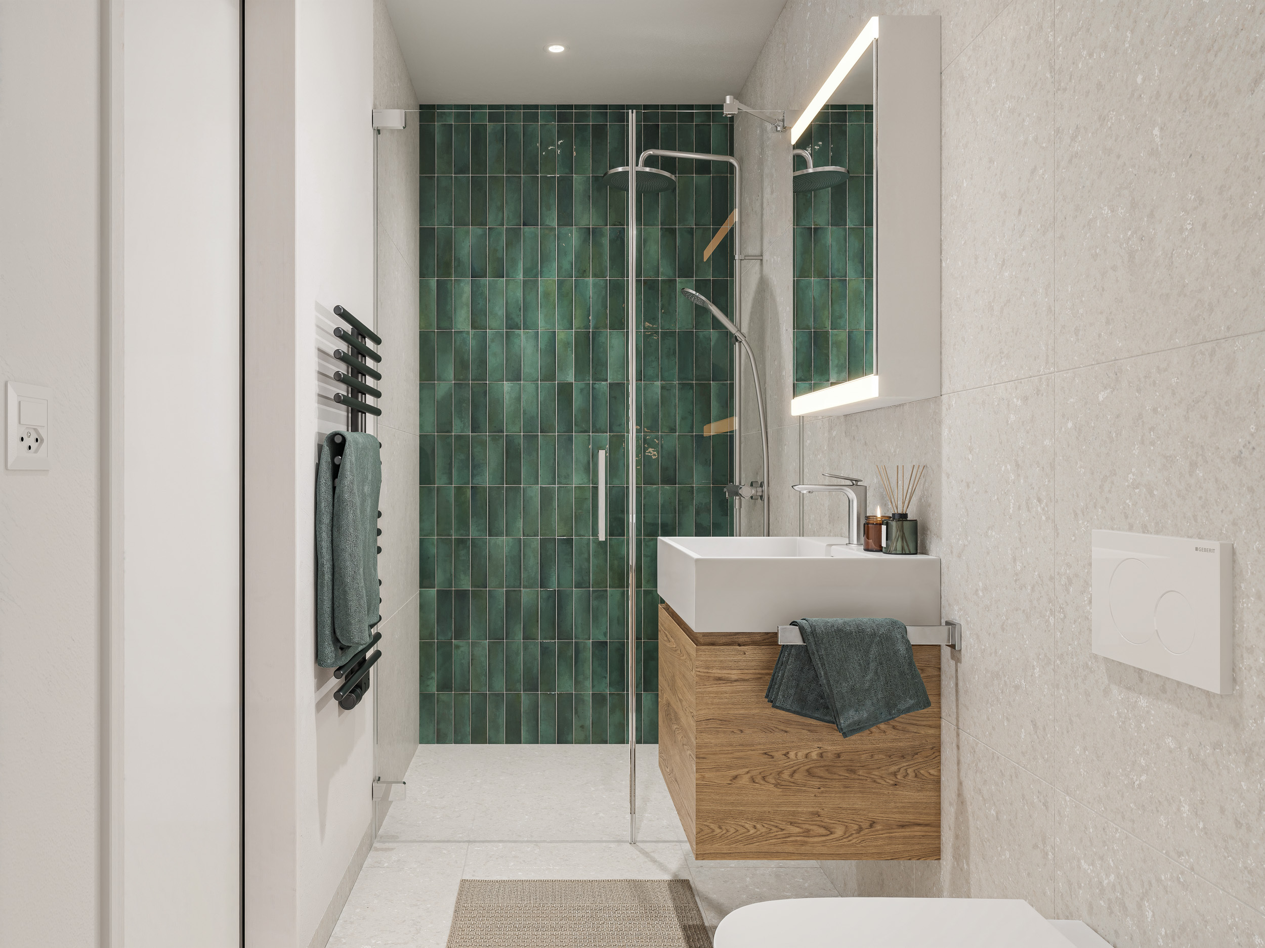 Modernes Badezimmer mit Walk-in-Dusche