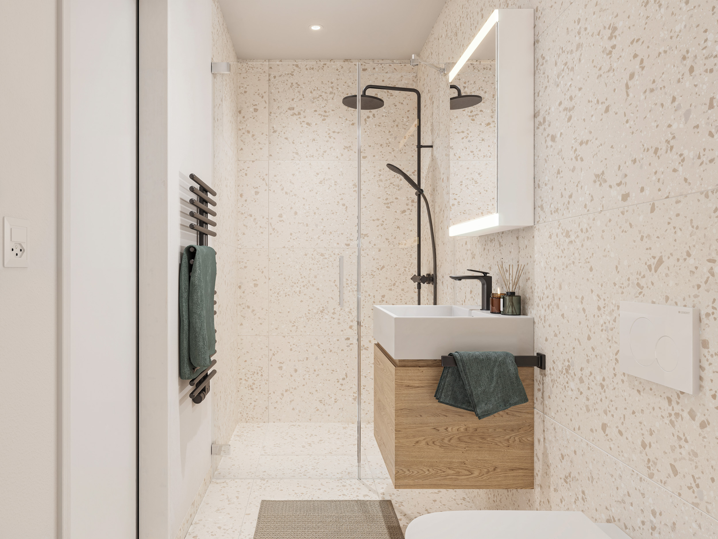 Modernes Bad mit Dusche