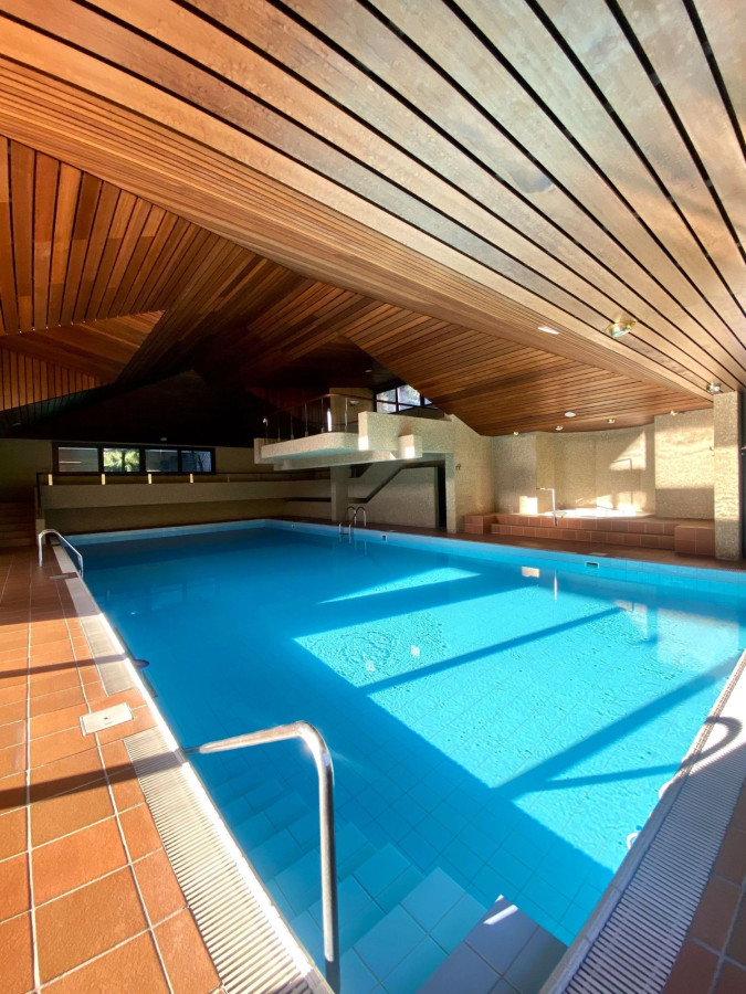 Innenpool mit Holzdecke