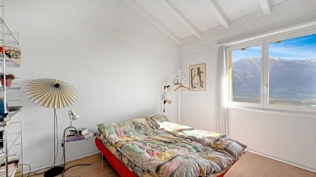 Schlafzimmer mit Bergblick