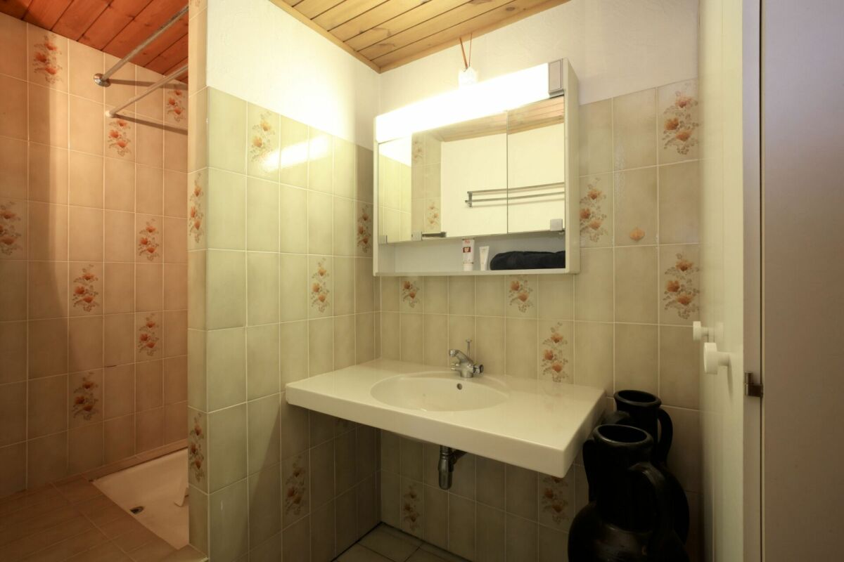 Badezimmer mit Dusche und Waschtisch