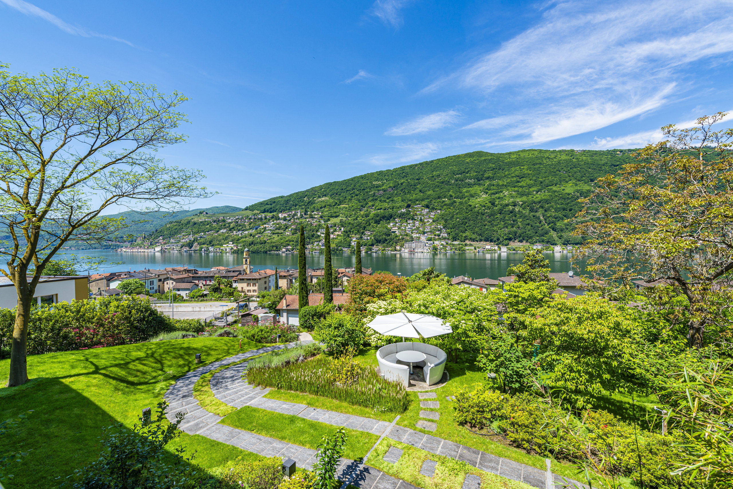 Seeblick mit Gartenanlage