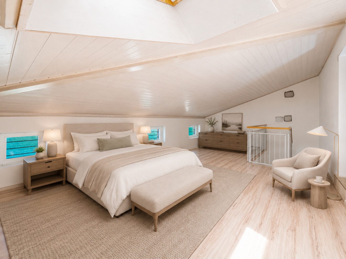 Helles Dachgeschoss-Schlafzimmer