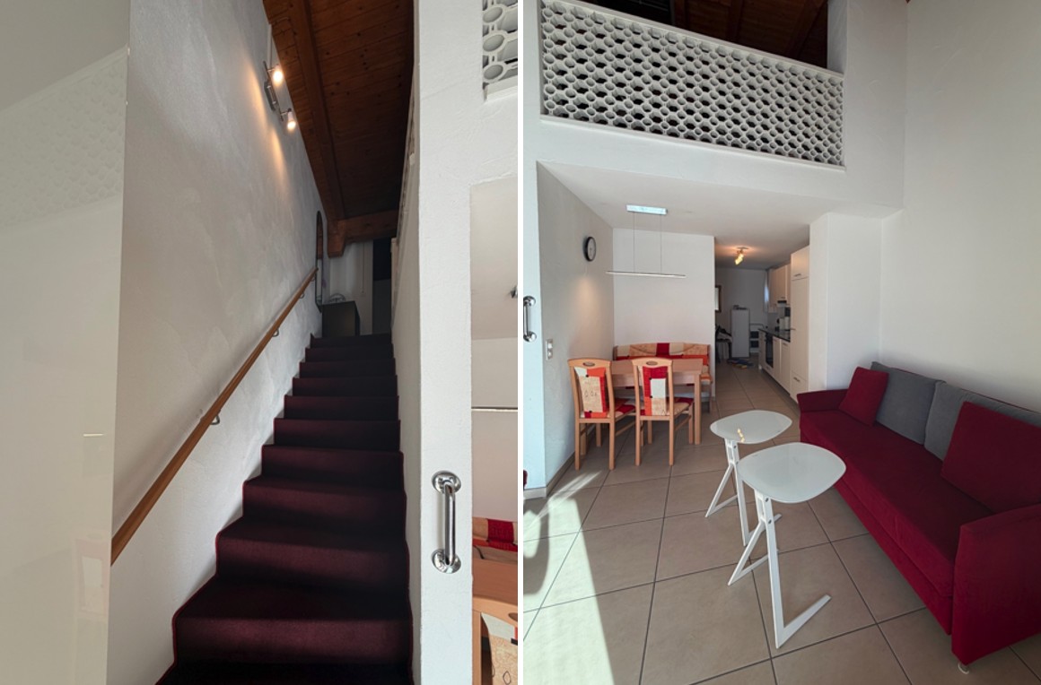 Maisonette-Wohnbereich mit Treppe