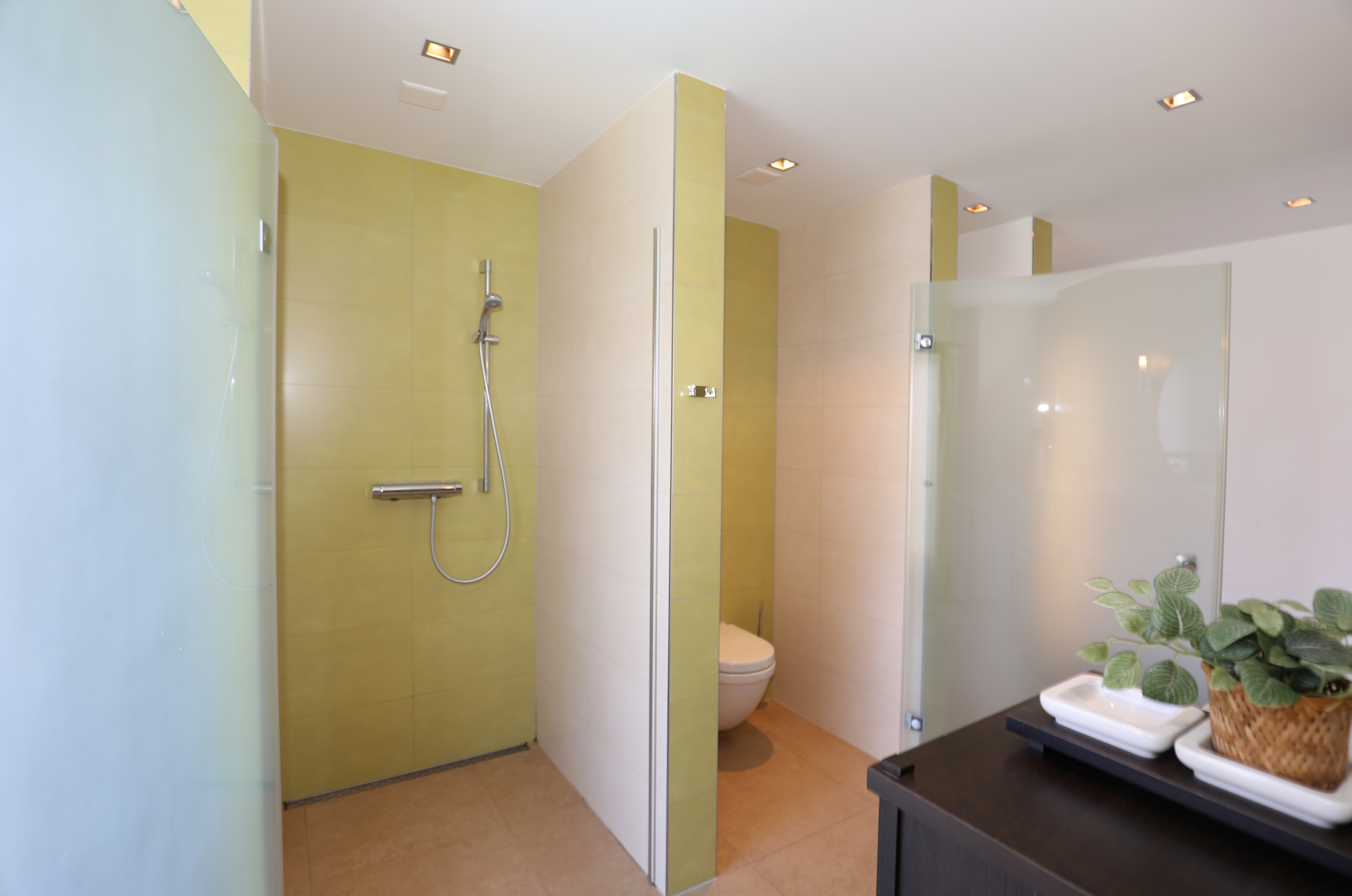 Modernes Badezimmer mit Glasabtrennungen