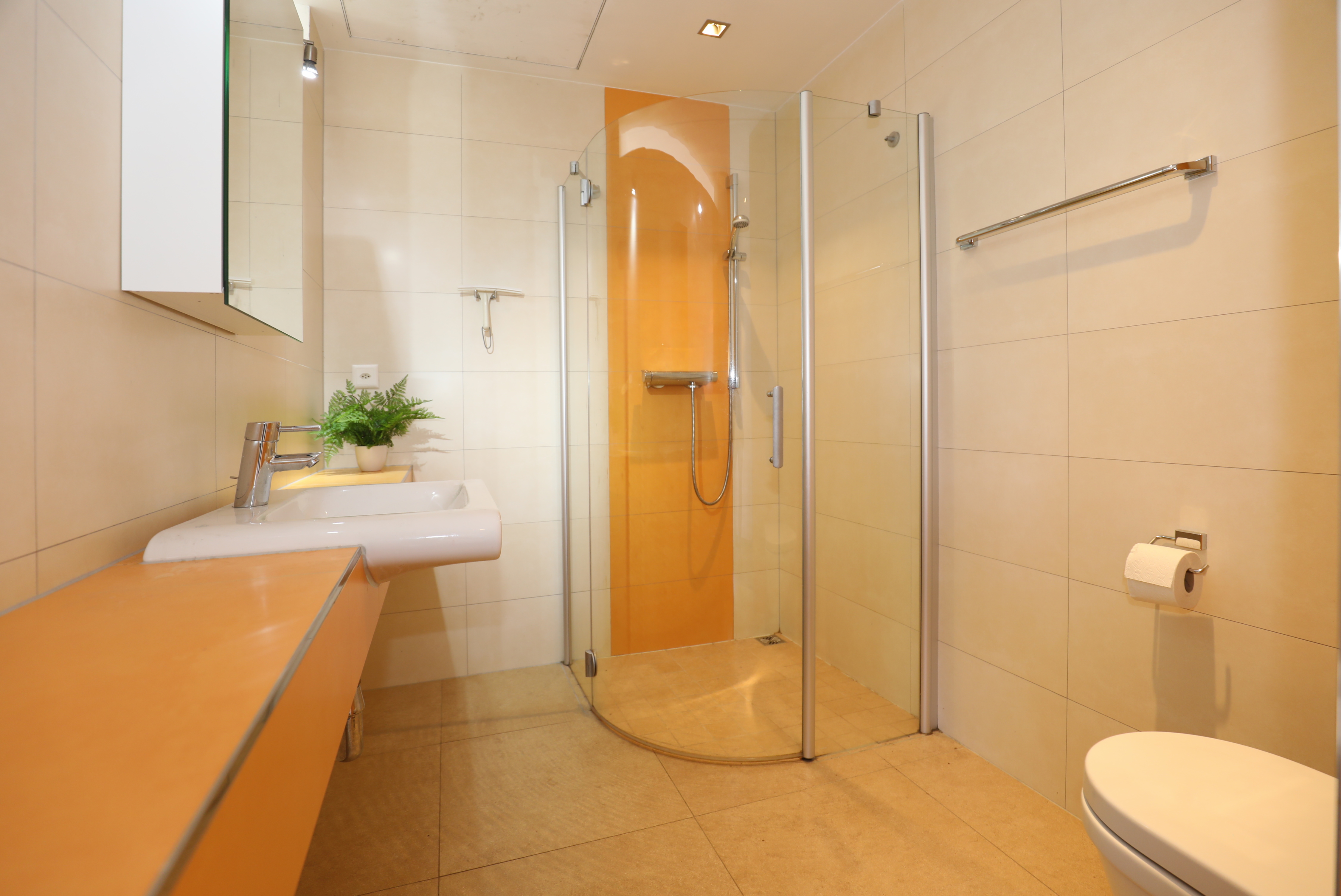 Modernes Badezimmer mit begehbarer Dusche