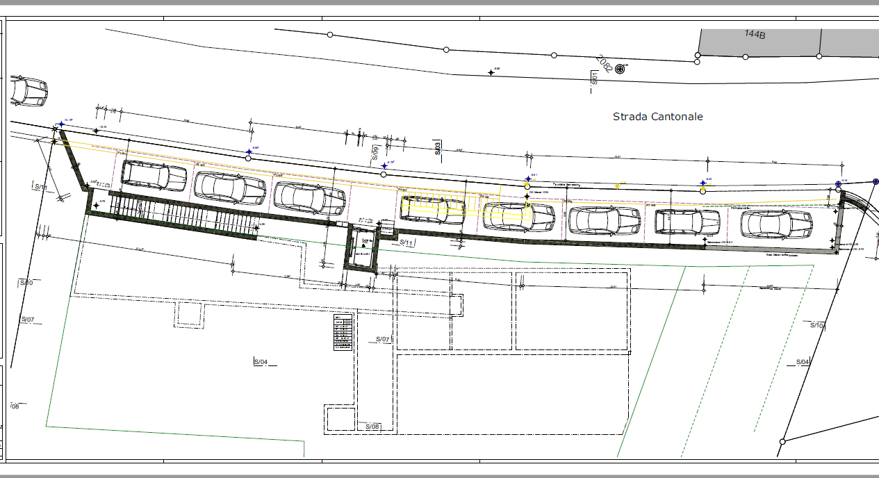 Lageplan mit Stellplätzen und Straßenanbindung