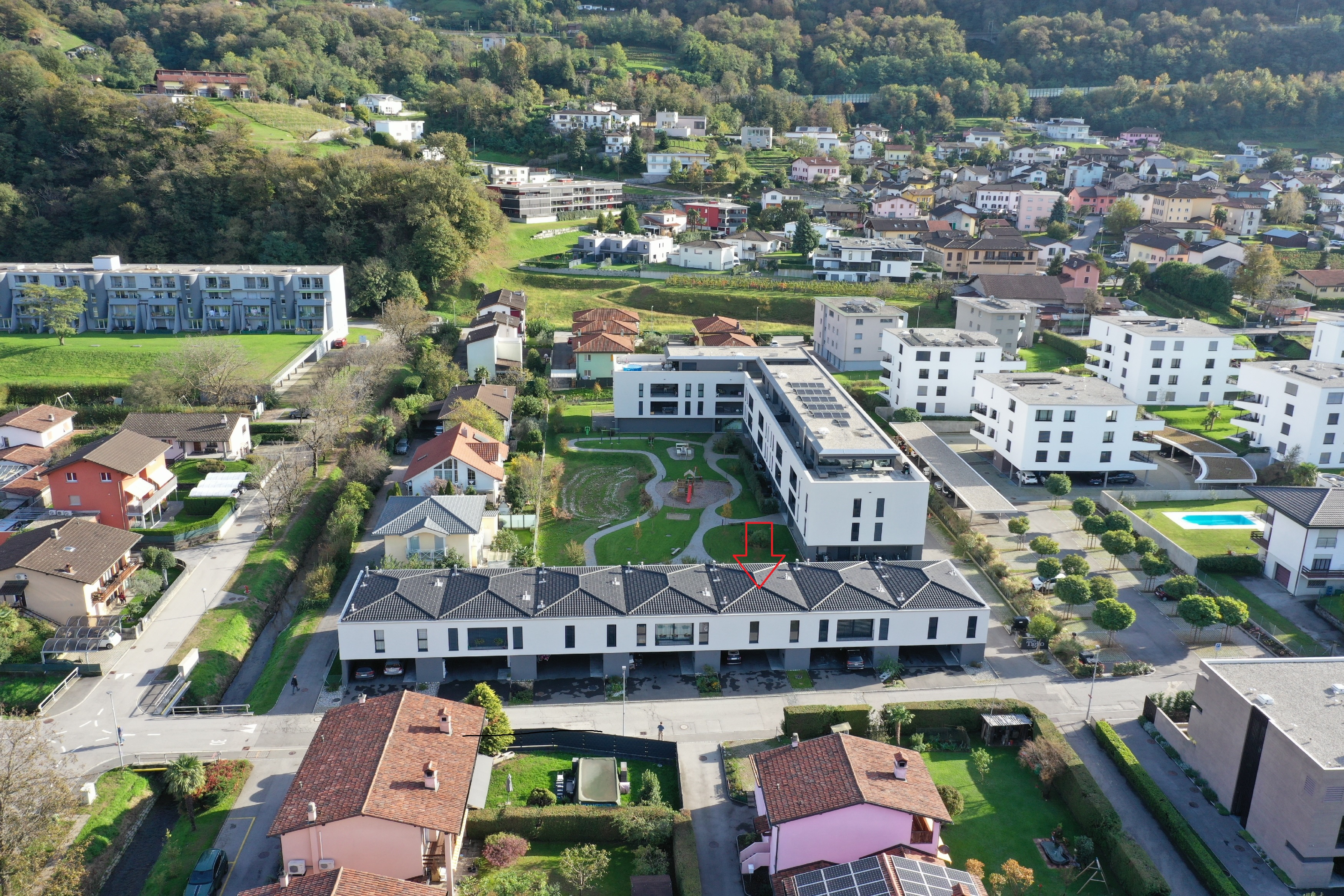 Luftaufnahme eines Wohnquartiers