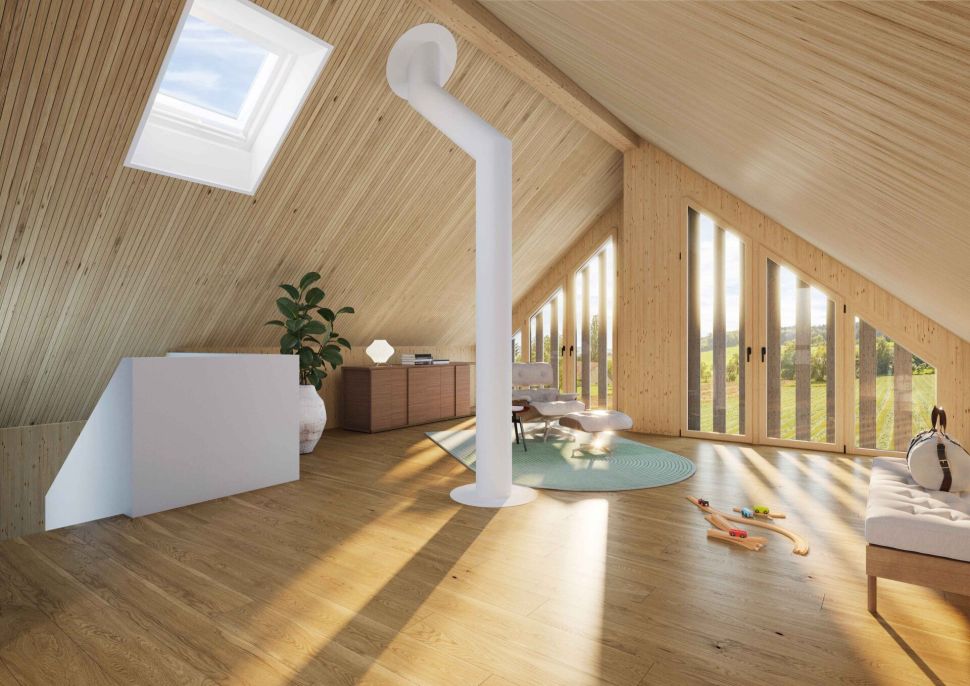 Ausgebauter Dachboden mit Holzverkleidung
