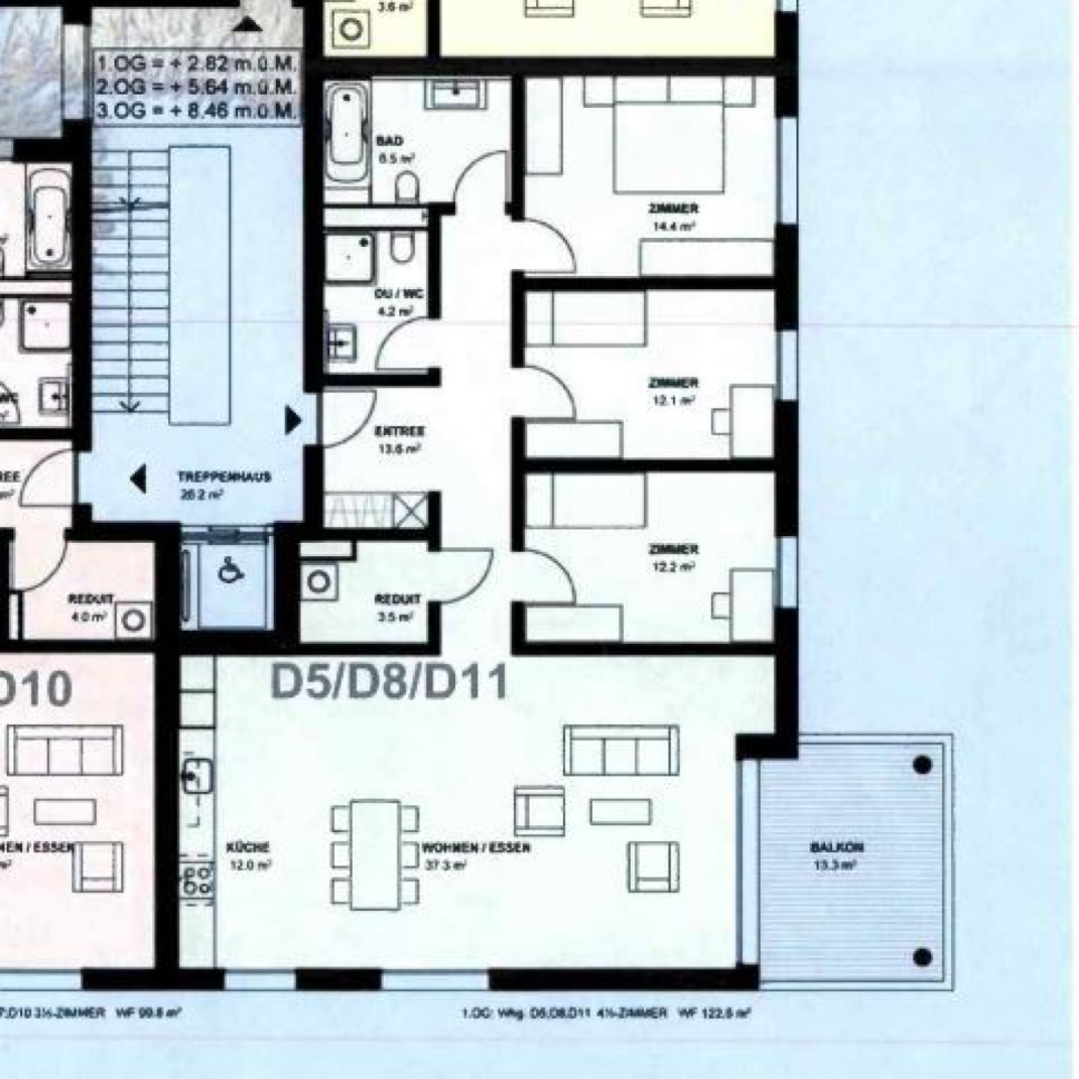 Grundriss einer Wohnung mit Balkon
