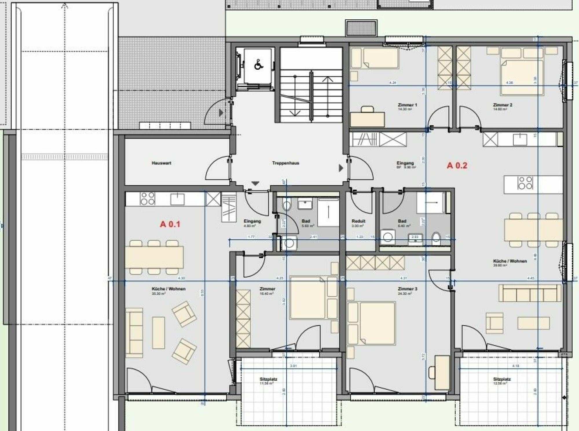 Grundriss einer Wohnungs- bzw. Etagenplanung