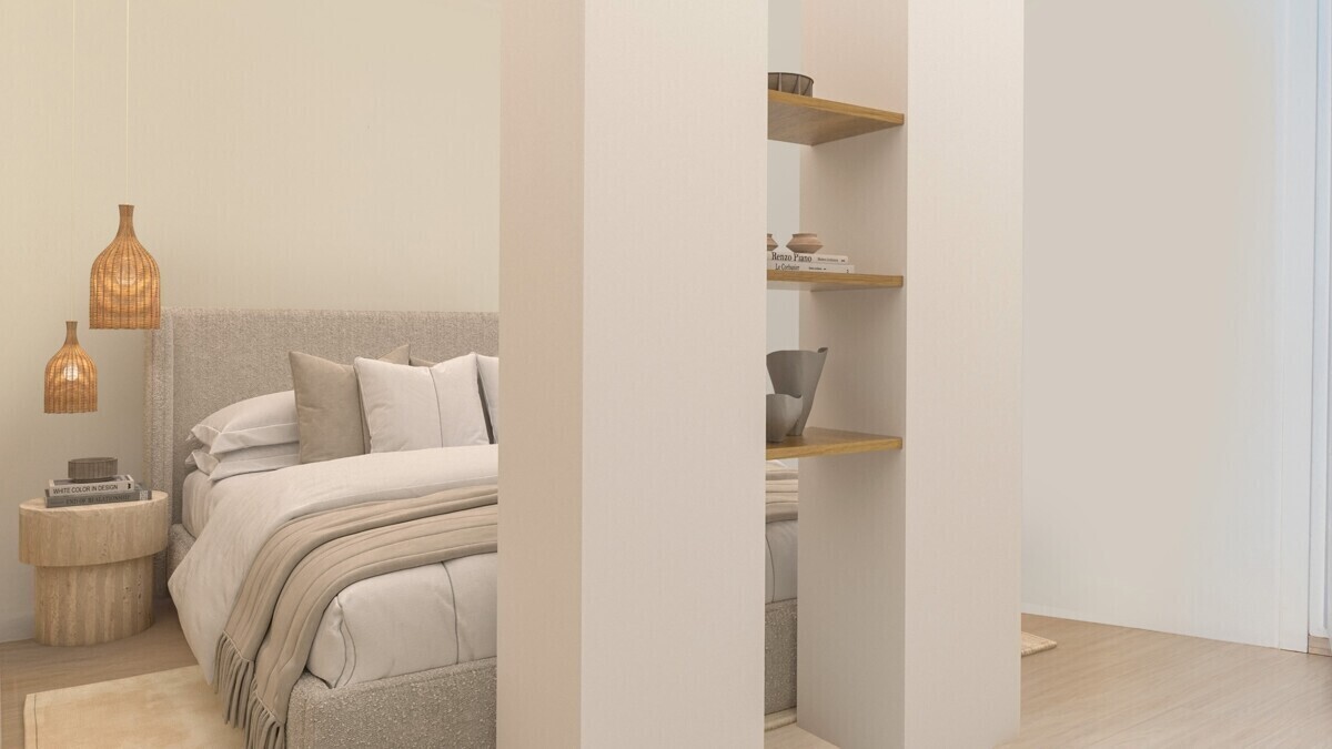 Schlafzimmer mit hellen Naturtönen