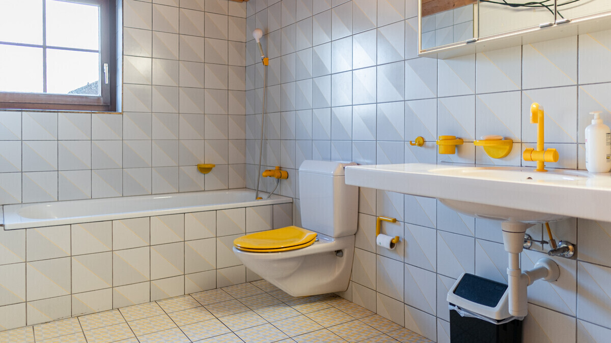 Farbig akzentuiertes Badezimmer