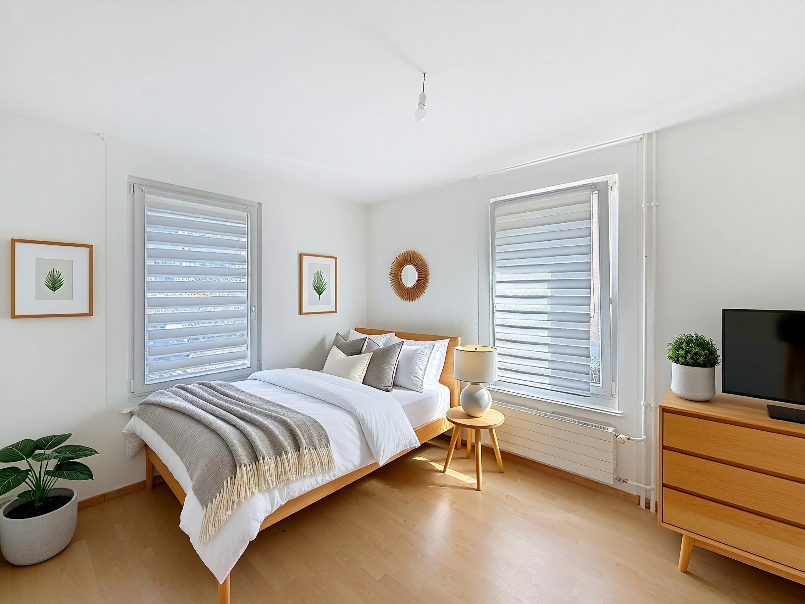 Helles Schlafzimmer im skandinavischen Stil