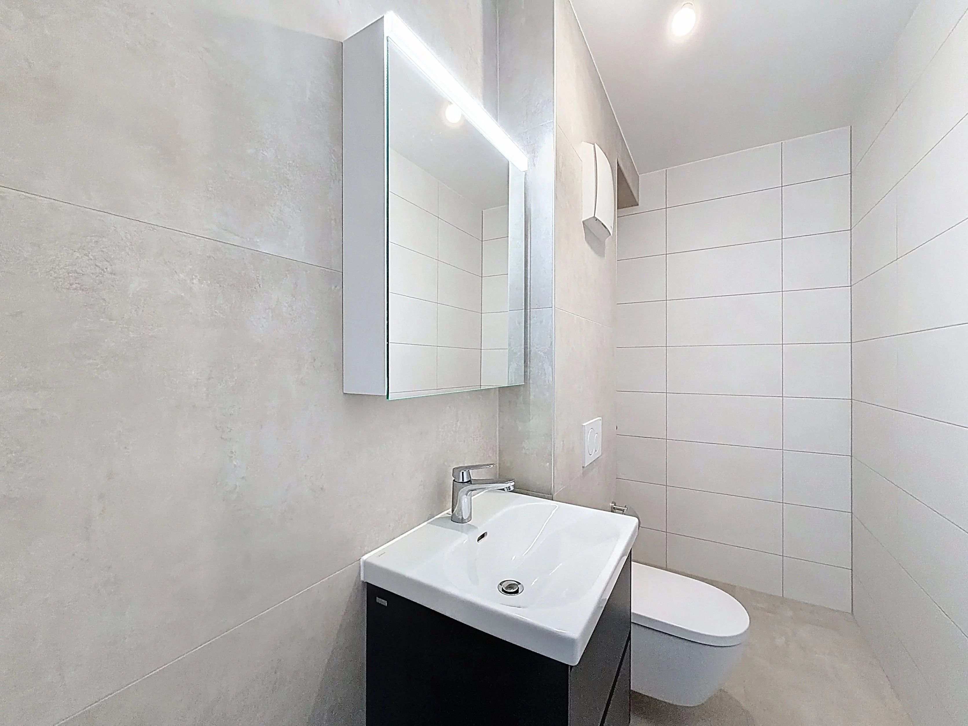 Kleines modernes Badezimmer mit Waschtisch und WC