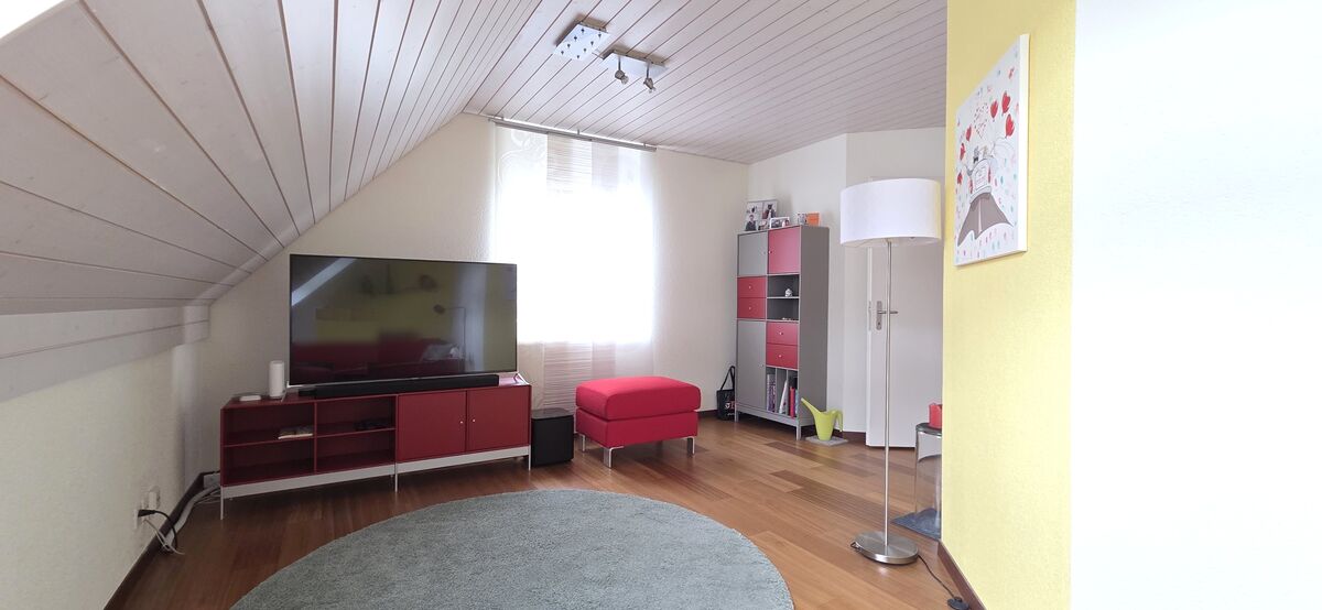 Dachgeschoss-Wohnraum mit TV-Ecke