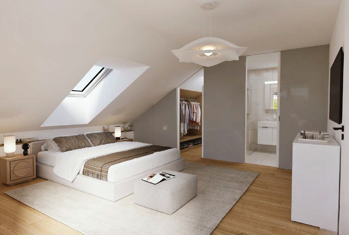 Dachgeschoss-Schlafzimmer mit Ankleide und Badzugang