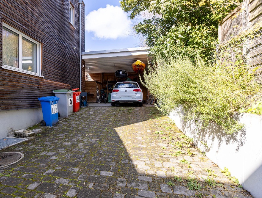 Carport-Zufahrt mit Pkw