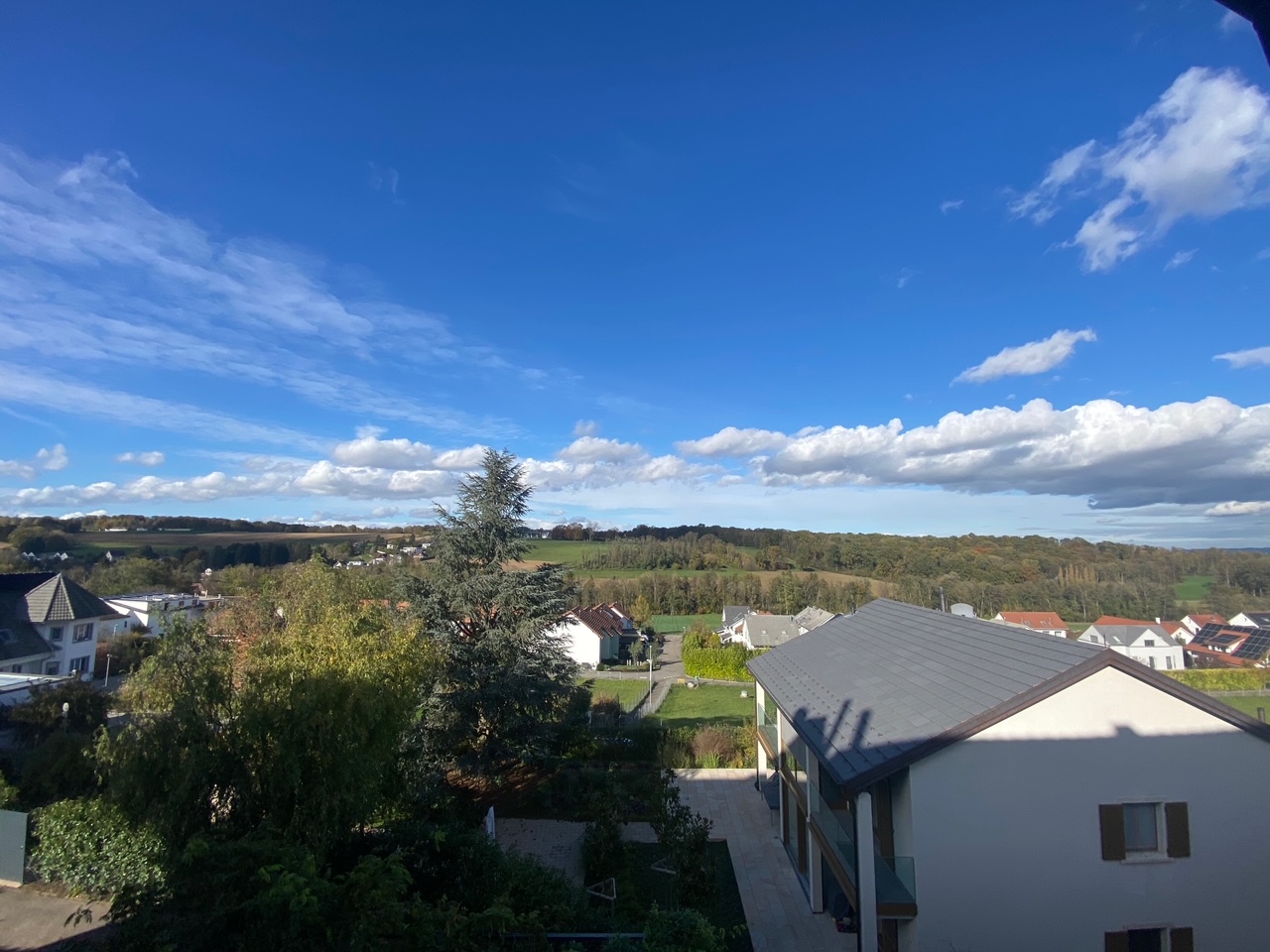 Blick über Wohngebiet und Landschaft