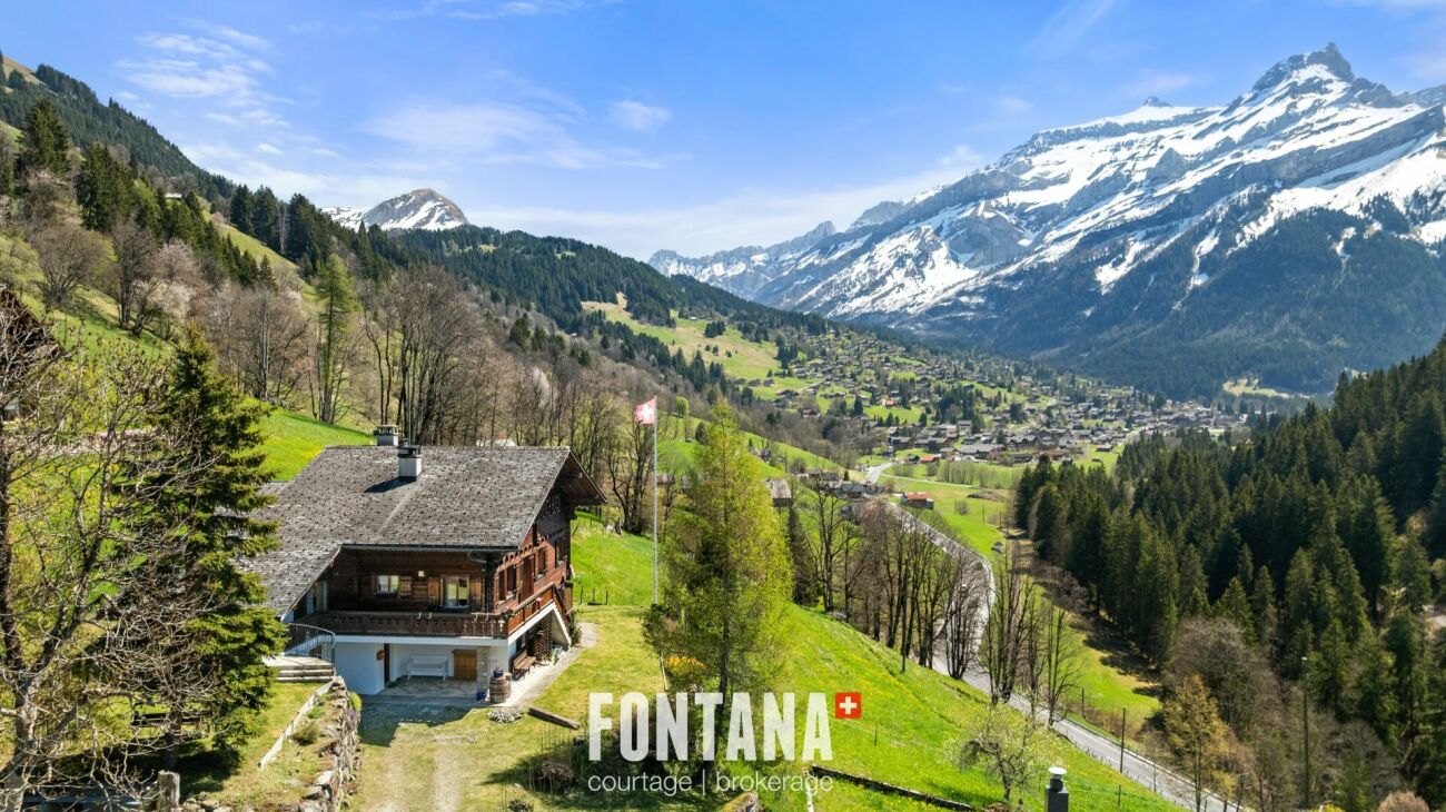 Alpenchalet mit Bergpanorama