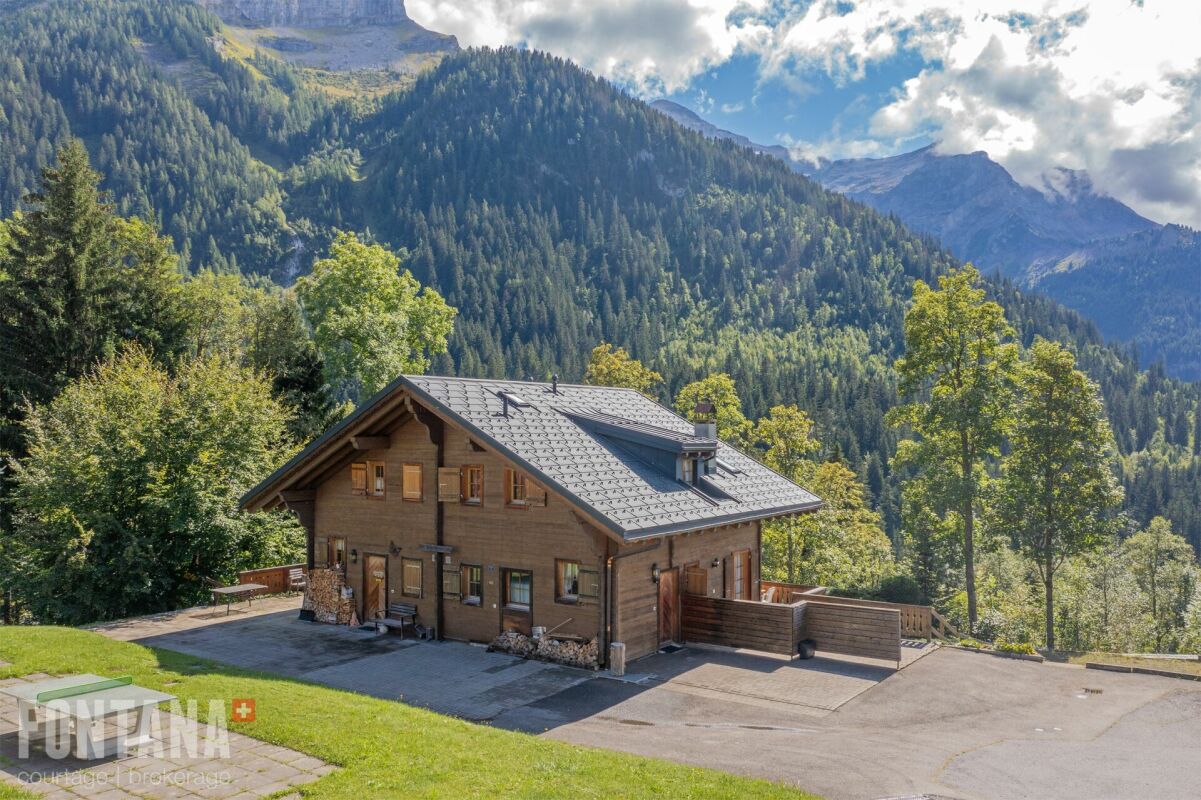 Alpenchalet mit Bergpanorama