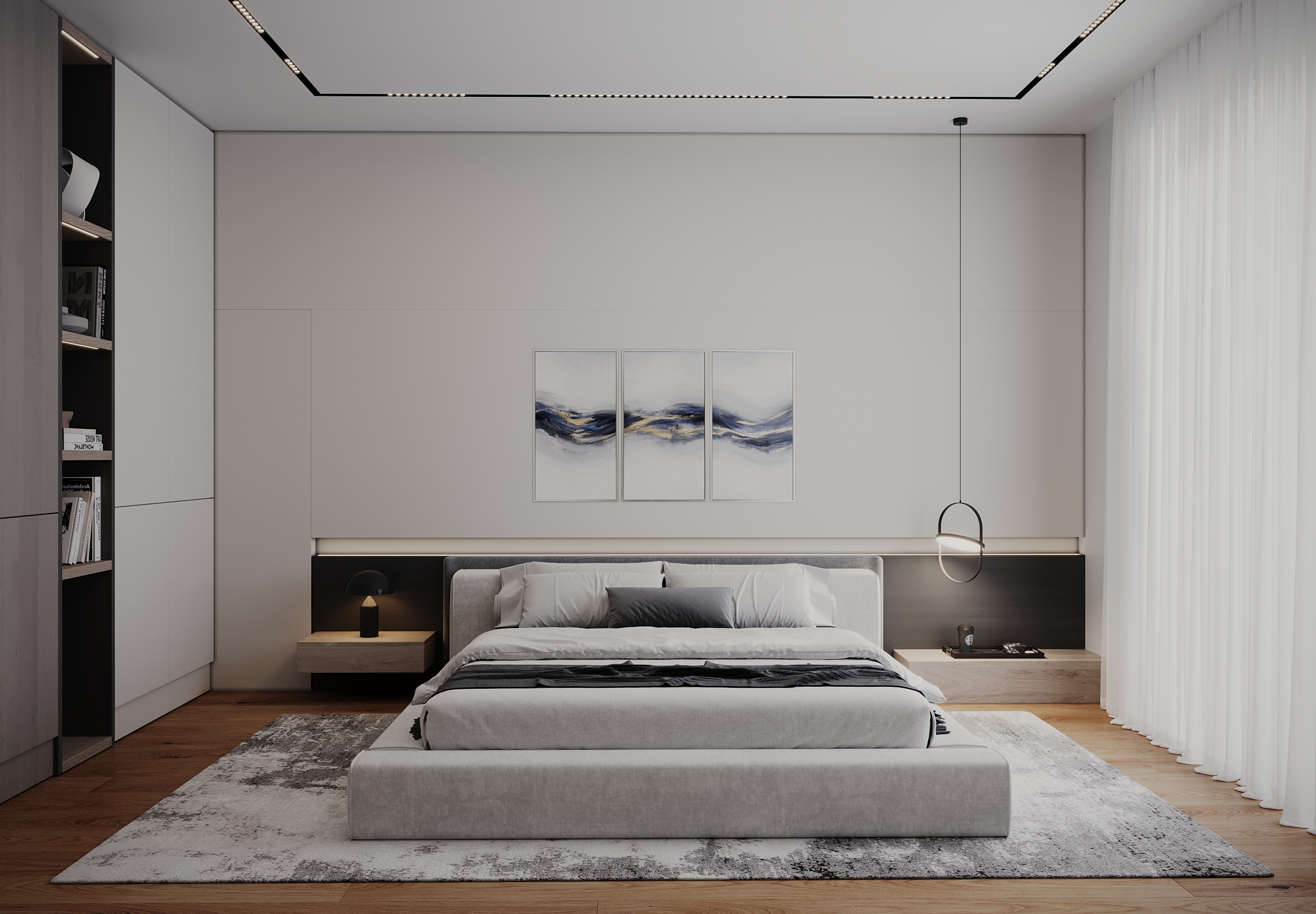 Modernes Schlafzimmer mit minimalistischer Gestaltung