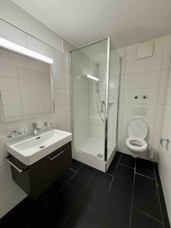 Modernes Badezimmer mit Dusche und WC
