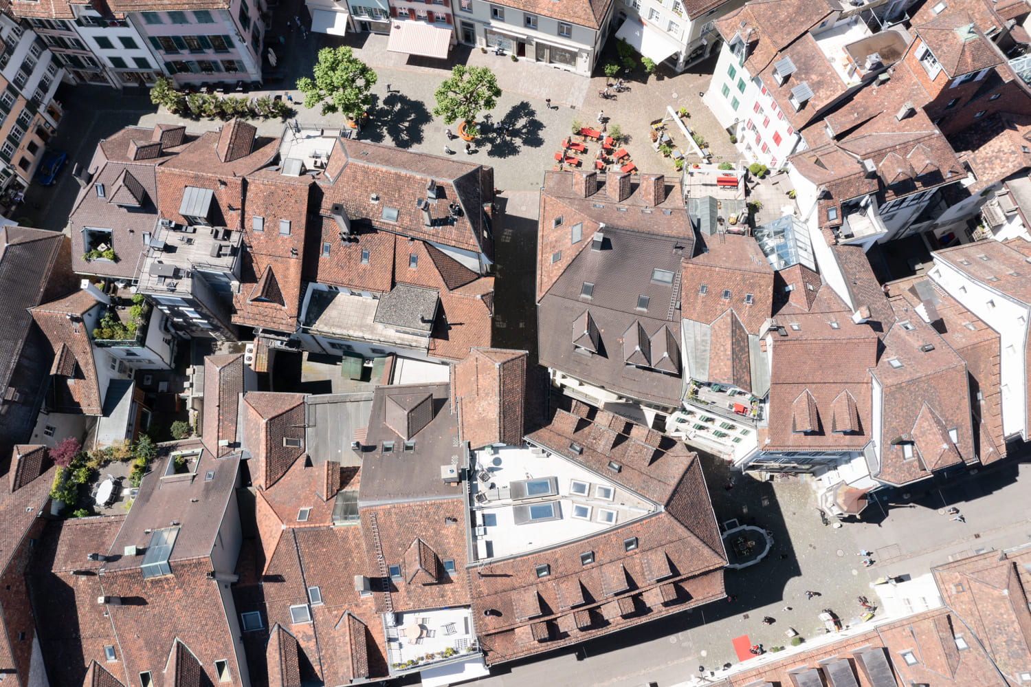 Luftaufnahme eines historischen Stadtkerns