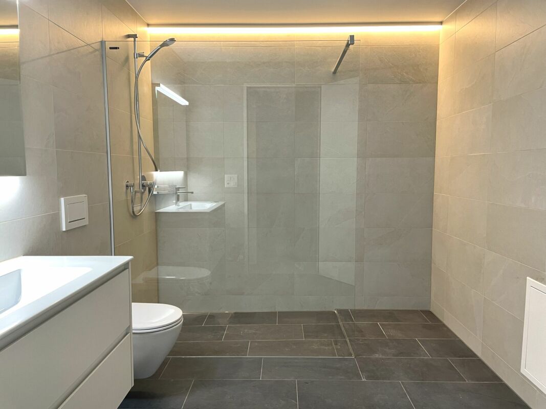 Modernes Badezimmer mit begehbarer Dusche