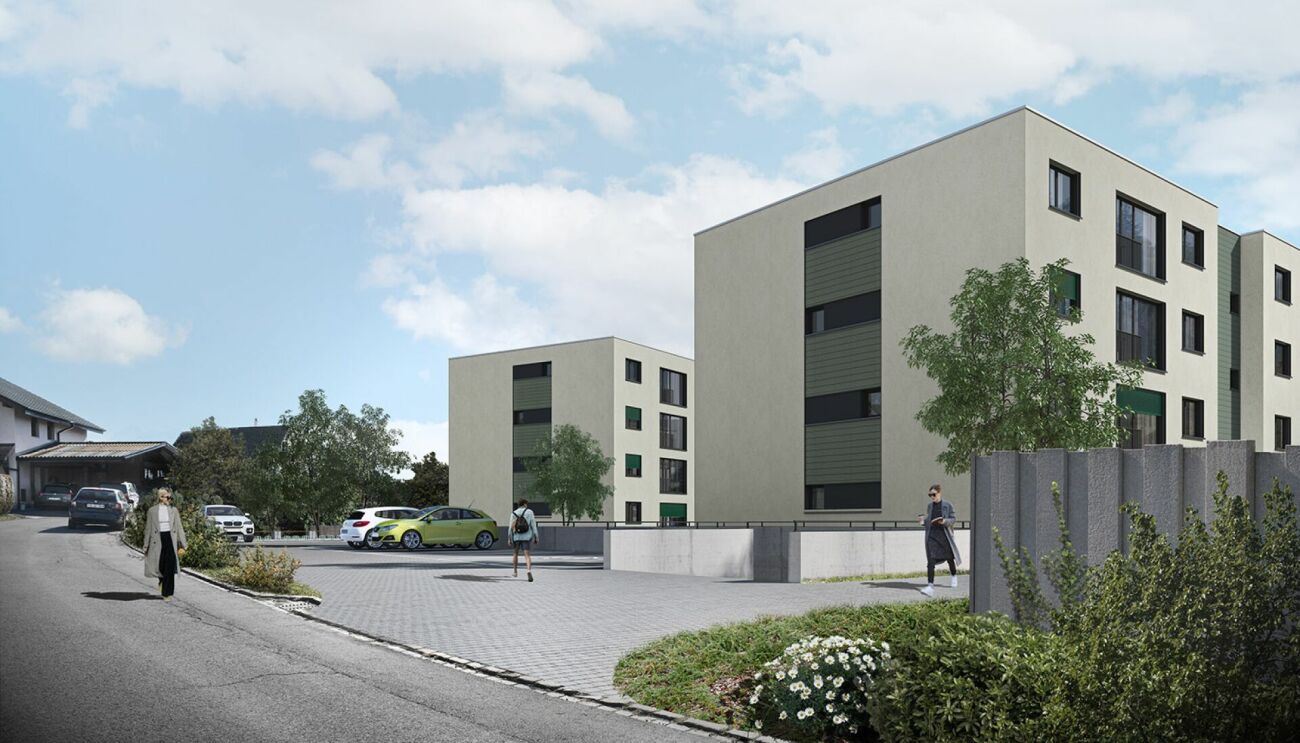 Moderne Wohnanlage mit Außenanlagen