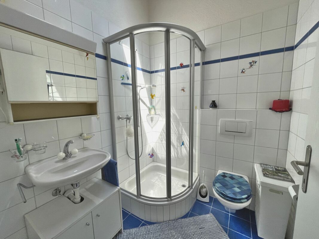 Kleines Badezimmer mit Dusche und WC