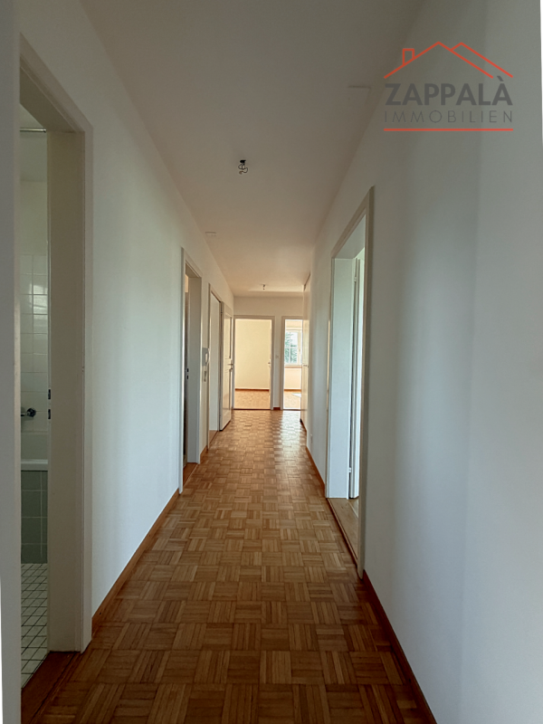 Langer Wohnungsflur mit Parkettboden