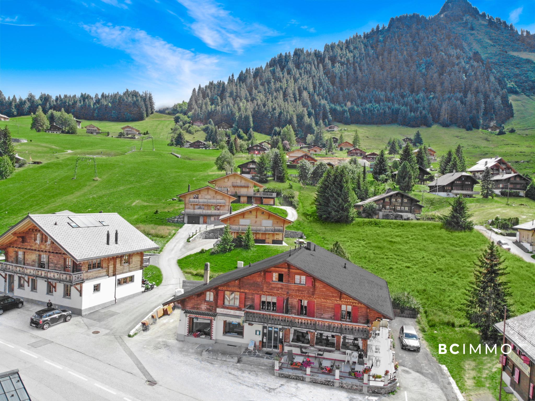 Alpine Bergdorf mit Chalets