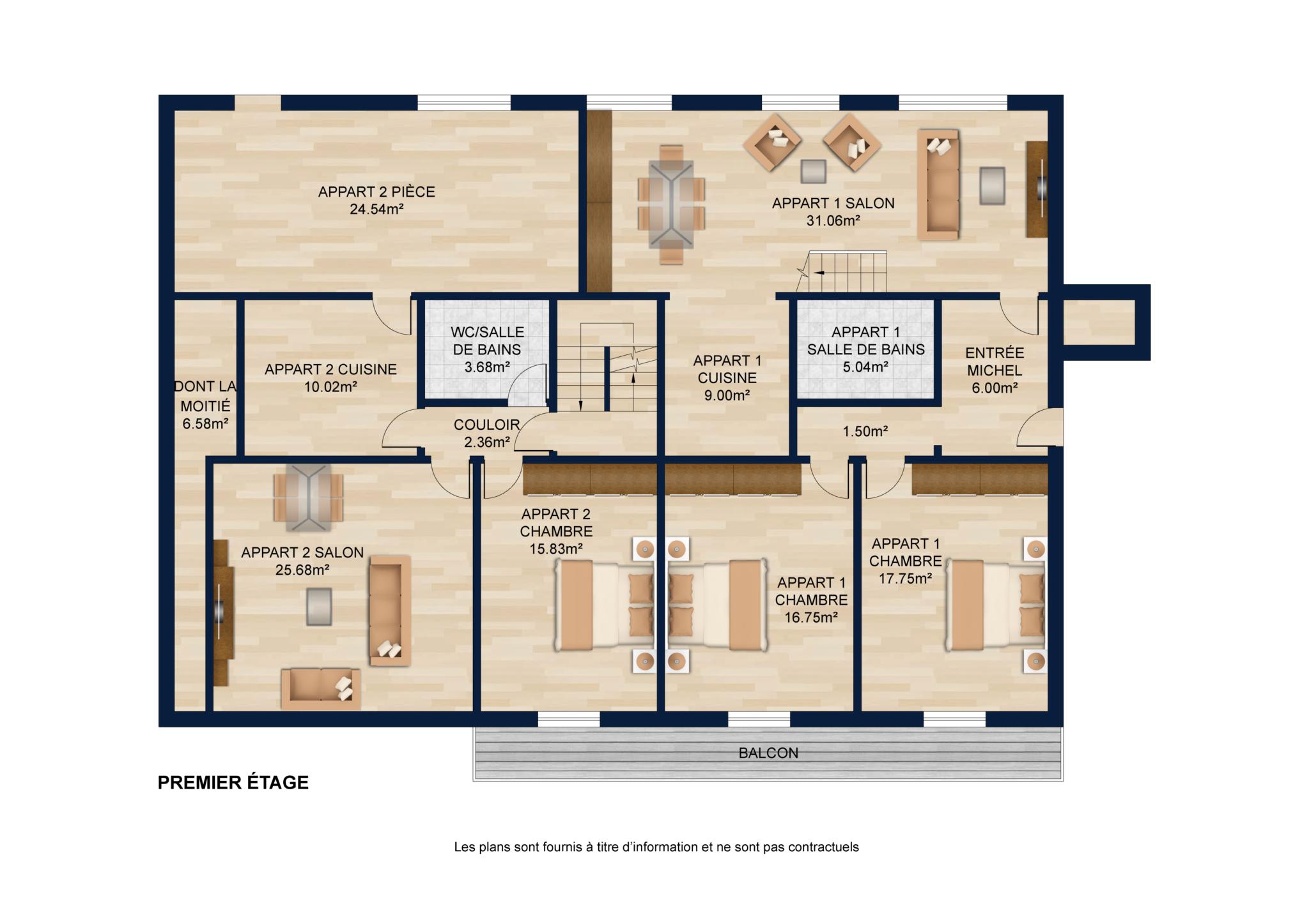 Grundriss einer Wohnung im ersten Obergeschoss