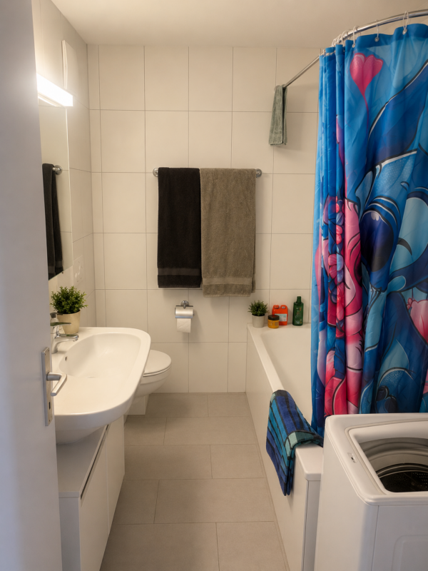 Kleines modernes Badezimmer mit Dusche und Badewanne
