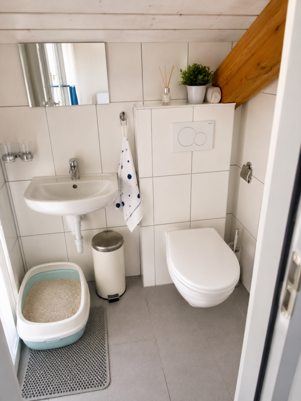 Modernes kleines Badezimmer mit WC und Waschbecken